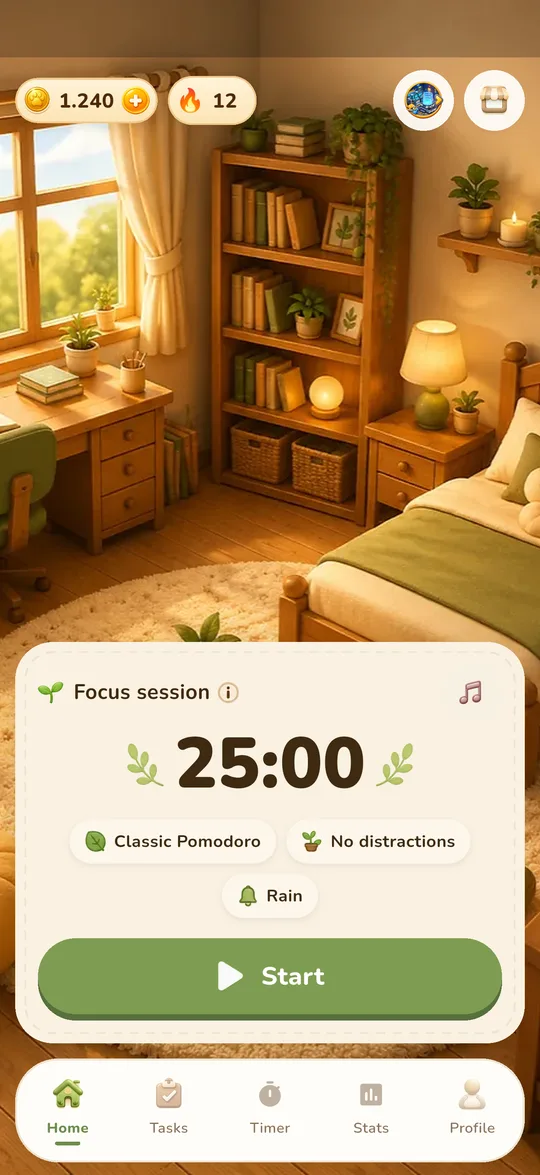 The Study Corgi home screen